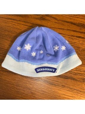 Vintage Ben & Jerry’s Snowflake Logo Beanie Hat Blue Acrylic Y2K Women’s Small